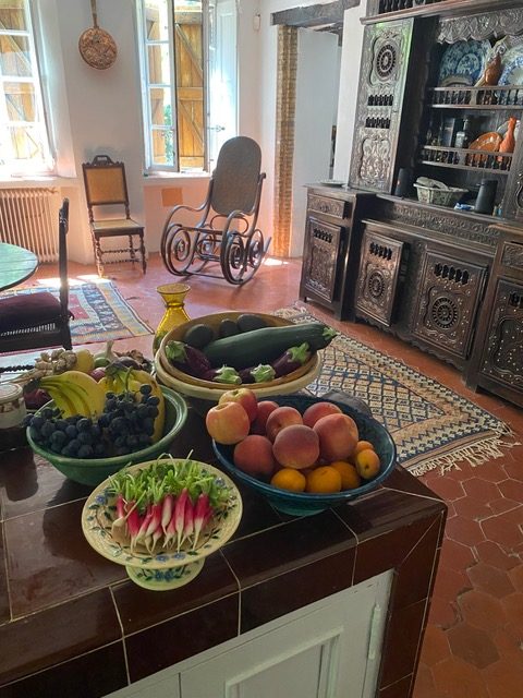 Market produce on a Mediterranean kitchen table